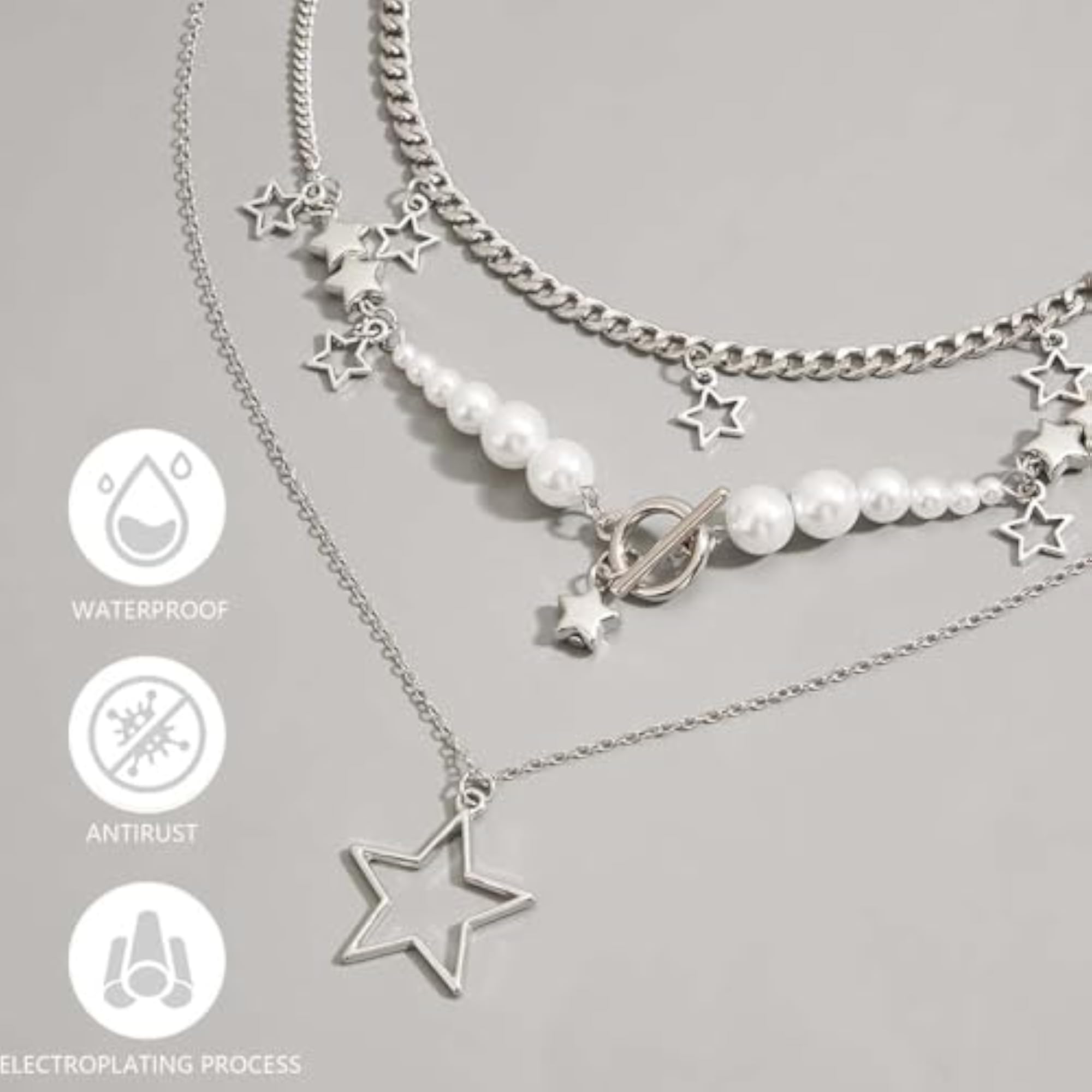 3pc Layered Y2K Necklace Set for Women, Aesthetic Pendant & Choker